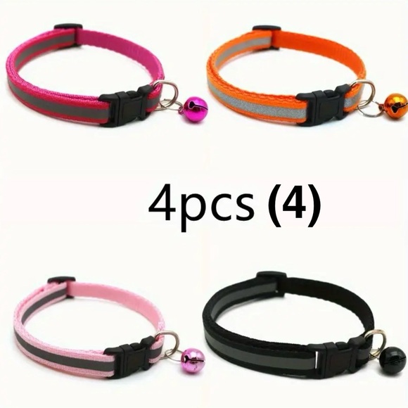 Brand New Reflective Pet Collar with Bell for Cats and Dogs (4 pcs) - Picture 7 of 16